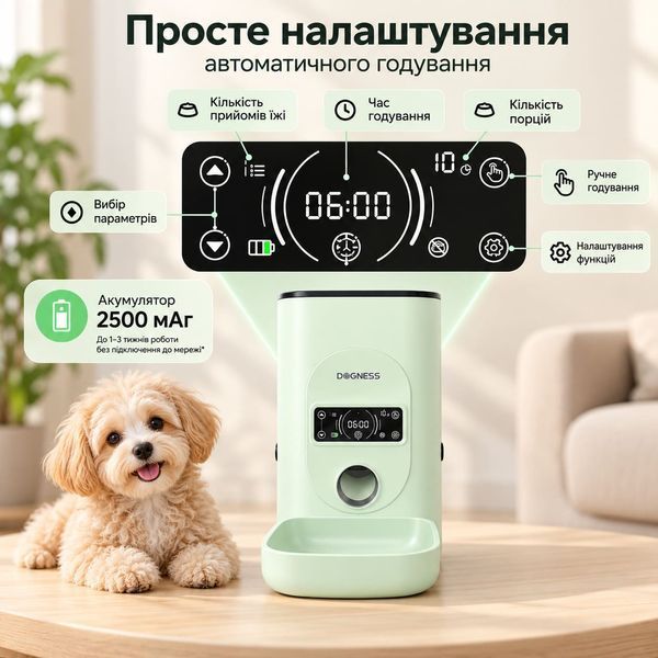 Автоматична годівниця для собак і котів Dogness Rover 4L з акумулятором 2500mAг, смарт годівниця з дозатором DR-FB фото