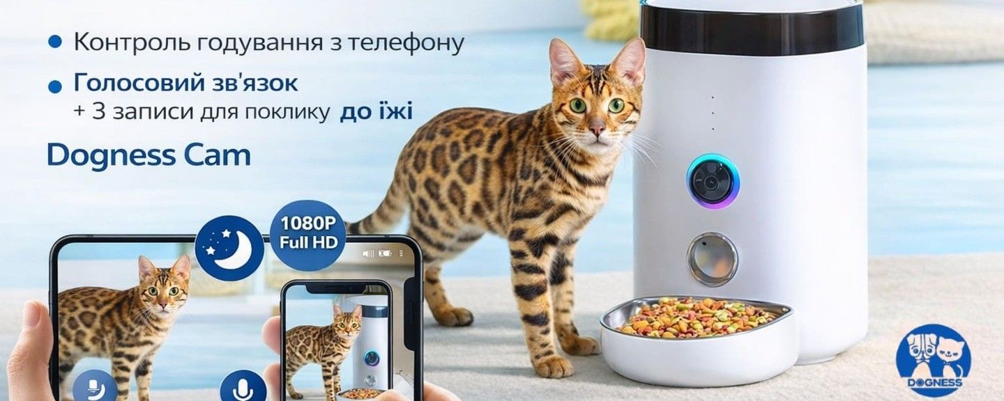 Автоматична годівниця з камерою для котів та собак