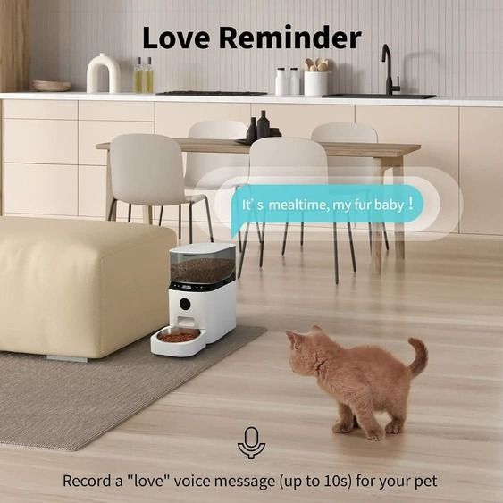 Годівниця для кішок і собак автоматична Pet Life DU5L-VH/08С WiFi з камерою 5 л, розумна годівниця для тварин Біла DU5L/1 фото