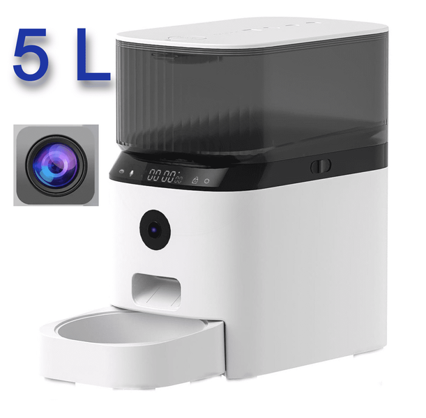 Годівниця для кішок і собак автоматична Pet Life DU5L-VH/08С WiFi з камерою 5 л, розумна годівниця для тварин Біла DU5L/1 фото