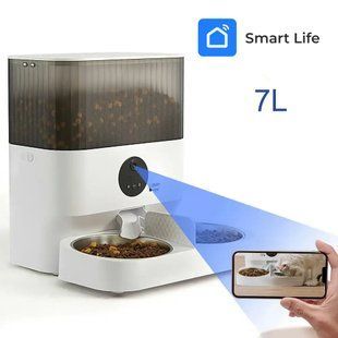 Автоматическая кормушка для котов и собак PetLife DU7L-VH 7L APP WIFI на 2 миски с камерой смарт кормушка для животных DU7L-VH фото
