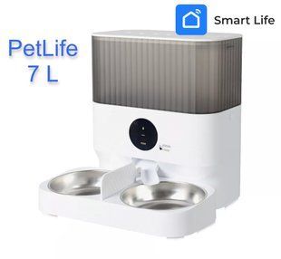 Автоматическая смарт кормушка для собак и котов PetLife 7L c WIFI на 2 миски, автокормушка для животных с WIFI и дозатором DU7L-VHW фото