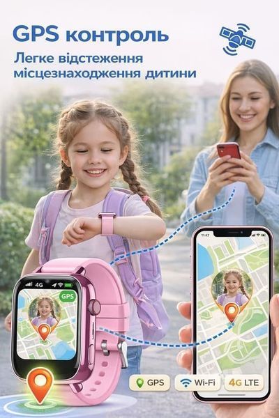Детские умные смарт часы с видеозвонком GPS Wonlex KT34, водонепроницыемые часы для детей с виброзвонком, прослушиванием и GPS, розовые (KT34Р) KT34Р фото