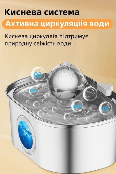 Фонтан-поилка для кошек и собак Petwant 3.2 л, питьевой фонтанчик для кота с нержавеющей стали PET22 фото